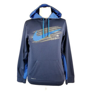 Nike Therma fit hoodie sweatshirt sweater men small blue pullover thermal
